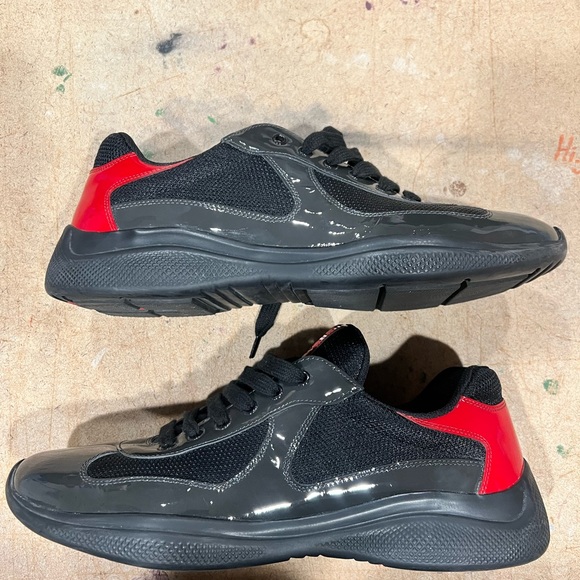 Grey & red low top Prada sneakers - Picture 5 of 7